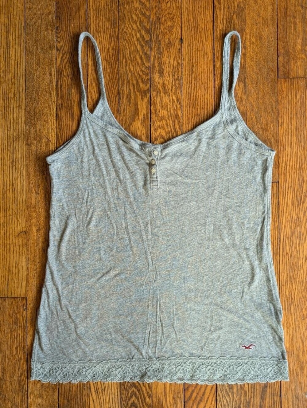Vintage Y2k Hollister Lace Trim Henley Cami Tank Top Bella Swan Aesthetic